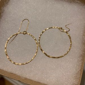 14K Gold Boutique Hammered Hoop Earrings